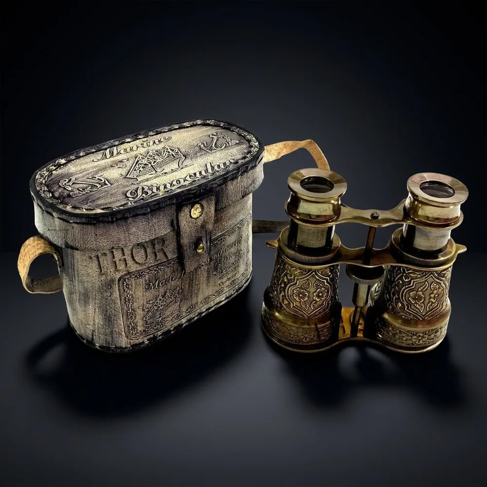 Antique Brass Marine Binocular with Intricate Body Detail
