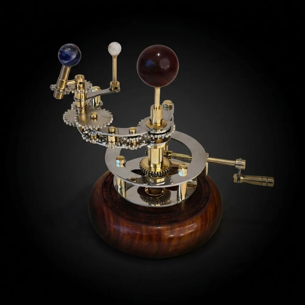 Brass Orrery with Semi-Precious Stone Planets